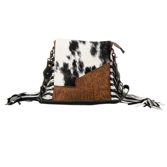 Handbags - 3513 Western Leather Crossbody Bag , Hairon Upcycled Flap Boho Bag